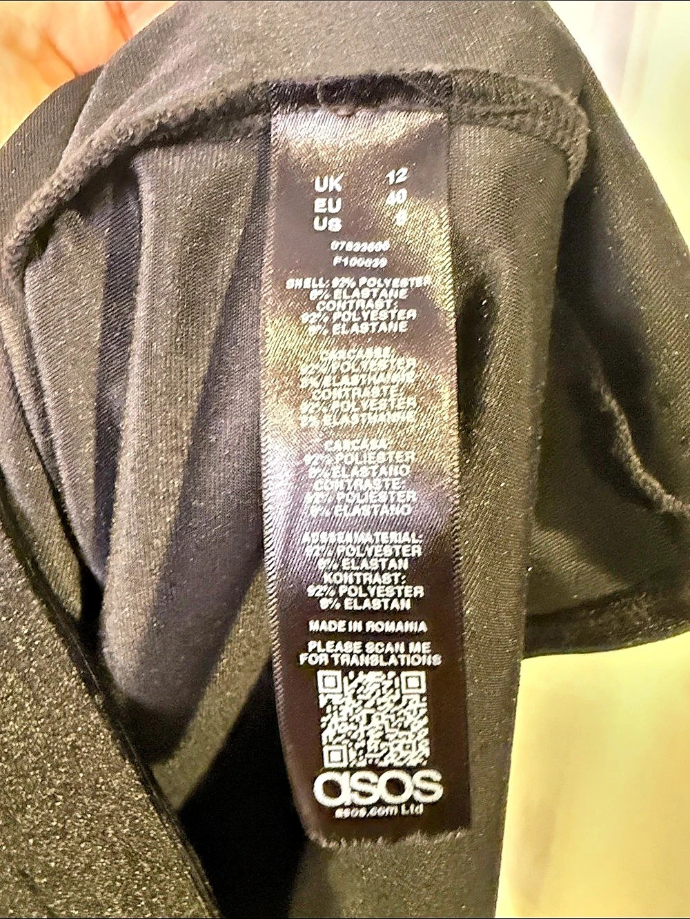 ASOS Velvet Floral Embroidered Sleeve Mini Dress Black Multicolor Size 12 - Picture 8 of 10